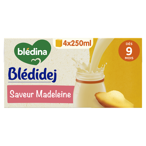 BLEDINA BLEDIDEJ - Lait et céréales saveur madeleine, dès 9 mois - 4x250ml