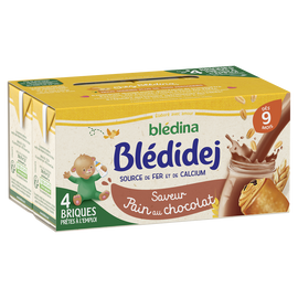 Lait et céréales bébé saveur pain au chocolat dès 9 mois BLEDIDEJ BLEDINA 4x250ml