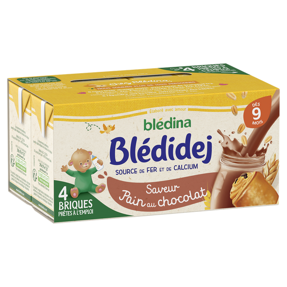 Lait et céréales bébé saveur pain au chocolat dès 9 mois BLEDIDEJ BLEDINA 4x250ml