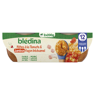 Plats bébé tomates pâtes jambon dès 12 mois BLEDINA 2x200g