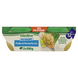 Plats bébé poireaux riz lieu dès 12 mois BLEDINA 2x200g