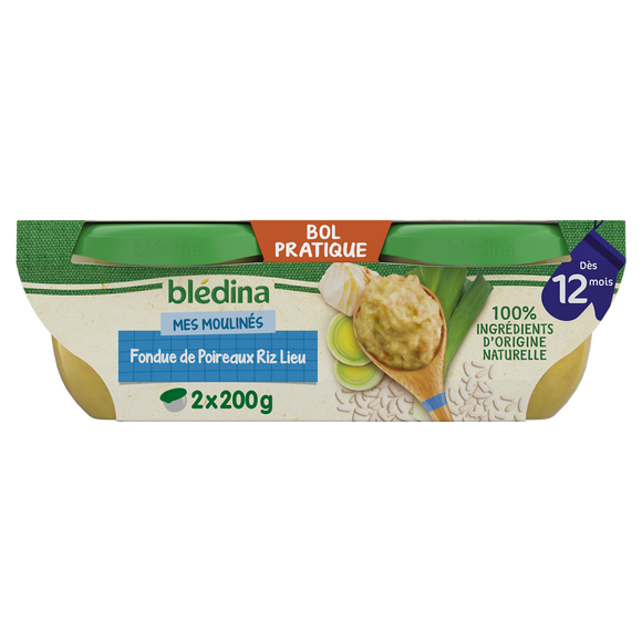 Plats bébé poireaux riz lieu dès 12 mois BLEDINA 2x200g