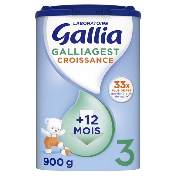Lait de croissance bébé en poudre 3ème âge dès 12 mois GALLIA GALLIAGEST boîte 900g