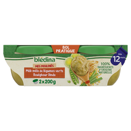 Plats bébé légumes verts boulghour dinde dès 12 mois BLEDINA 2x200g