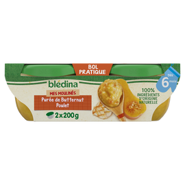Plats bébé purée de butternut poulet dès 6 mois BLEDINA 2x200g