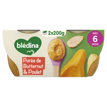 BLEDINA - Plat bébé Purée de butternut poulet dès 6 mois - 2x200g