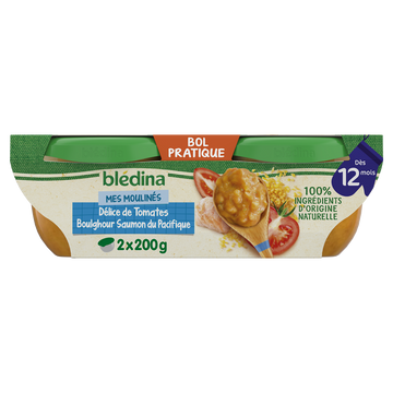 Plats bébé tomates boulghour saumon dès 12 mois BLEDINA 2x200g