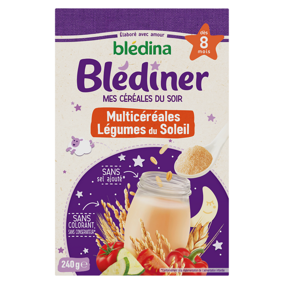 BLEDINA BLEDINER - Céréales bébé en poudre légumes du soleil, dès 8 mois - 240g