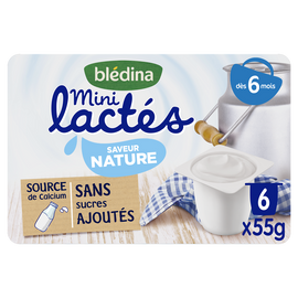 Desserts lactés bébé nature sans sucres dès 6 mois BLEDINA- 6x55g