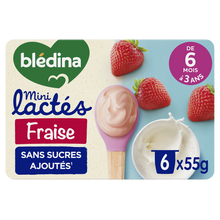 BLEDINA MINI LACTES - Mini lactés fraise, de 6 à 12 mois - 6x55g