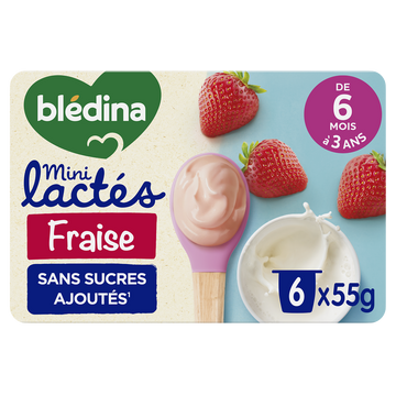 BLEDINA MINI LACTES - Mini lactés fraise, de 6 à 12 mois - 6x55g