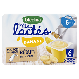 Desserts lactés bébé banane dès 6 mois BLEDINA 6x55g