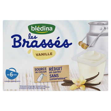 Les brassés Vanille BLEDINA, dès 6 mois, 6x95g