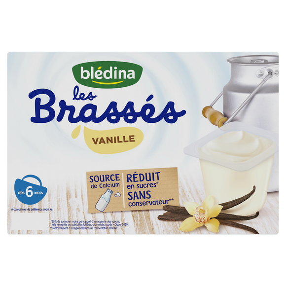 Les brassés Vanille BLEDINA, dès 6 mois, 6x95g