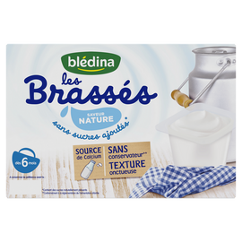 Desserts lactés bébé brassé nature sans sucres dès 6 mois BLEDINA - 6x95g