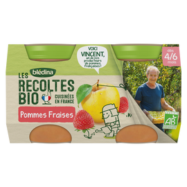 Petits pots bébé bio pommes fraises dès 6 mois LES RECOLTES BIO BLEDINA 2x130g