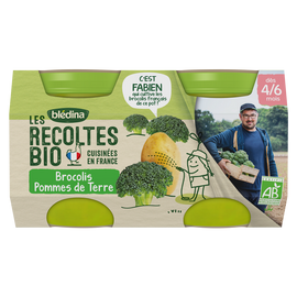 Petits pots bébé bio brocolis pommes de terre dès 4 mois LES RECOLTESBIO BLEDINA 2x130g
