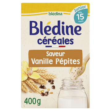 Lait Blédine junior saveur vanille pépite fondante BLEDINA, dès 15 mois, paquet de 400g