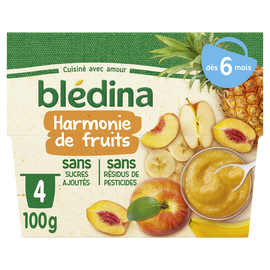 Purée de fruits bébé dès 6 mois BLEDINA 4x100g