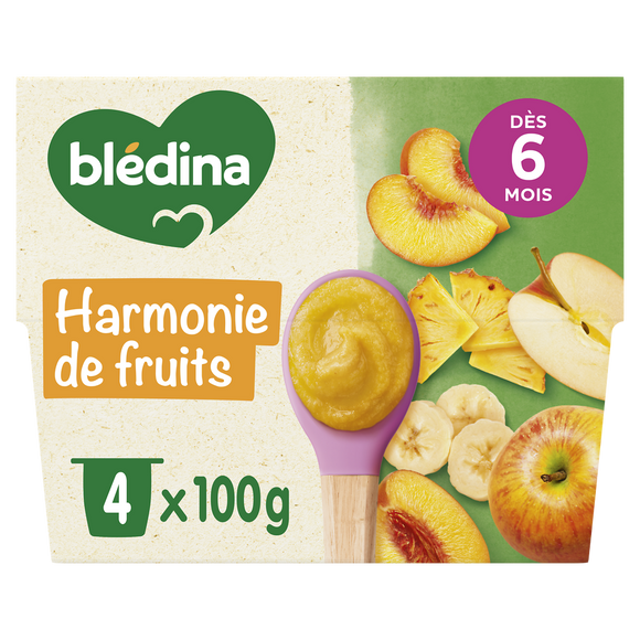 BLEDINA - Harmonie de fruits, de 6 à 12 mois - 4x100g