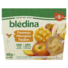 BLEDINA - Dessert bébé Pommes Mangues Passion, dès 8 mois - 4x100g