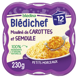 Plat bébé soir semoule carottes dès 12 mois BLEDICHEF BLEDINA 230g