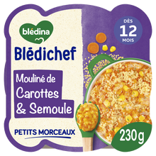 BLEDINA BLEDICHEF - Mouliné de carottes et semoule, dès 12 mois - 230g- Repas bébé