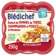 BLEDINA BLEDICHEF - Plat bébé pomme de terre champignons poulet, dès 15 mois - 250g - Repas bébé