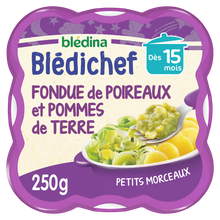 BLEDINA BLEDICHEF - Plat bébé du soir Fondue de poireaux et pommes deterre, dès 15 mois - 250g - Repas bébé