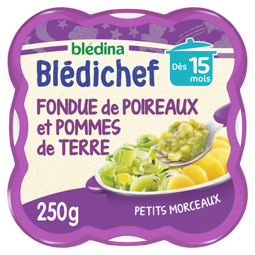 BLEDINA BLEDICHEF - Plat bébé du soir Fondue de poireaux et pommes deterre, dès 15 mois - 250g - Repas bébé