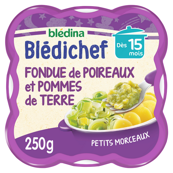 BLEDINA BLEDICHEF - Plat bébé du soir Fondue de poireaux et pommes deterre, dès 15 mois - 250g - Repas bébé