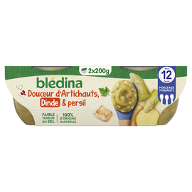 Plats bébé pomme de terre artichaut dinde dès 12 mois BLEDINA, 2x200g