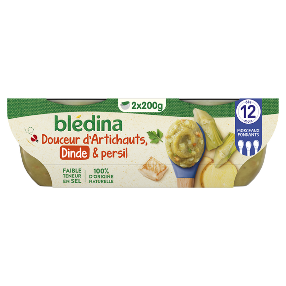 Plats bébé pomme de terre artichaut dinde dès 12 mois BLEDINA, 2x200g