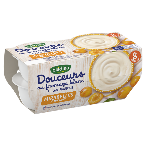Desserts bébé au fromage blanc mirabelles dès 8 mois BLEDINA 4x100g