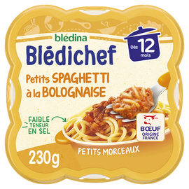 Plat bébé spaghetti à la bolognaise dès 12 mois BLEDICHEF BLEDINA 230g