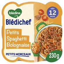 BLEDINA BLEDICHEF - Plat bébé du midi Spaghetti à la bolognaise, dès 12 mois - 230g - Repas bébé