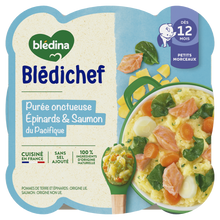 BLEDINA BLEDICHEF - Plat bébé Purée épinards et saumon Pacifique, dès12 mois - 230g