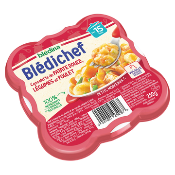 Plat bébé légumes patates douces poulet dès 15 mois BLEDICHEF BLEDINA250g