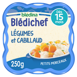 Plat bébé légumes cabillaud dès 15 mois BLEDICHEF BLEDINA 250g