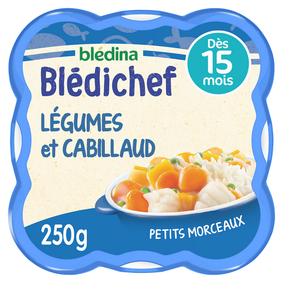 Plat bébé légumes cabillaud dès 15 mois BLEDICHEF BLEDINA 250g
