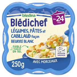 Plat bébé légumes pâtes cabillaud dès 24 mois BLEDICHEF BLEDINA 250g