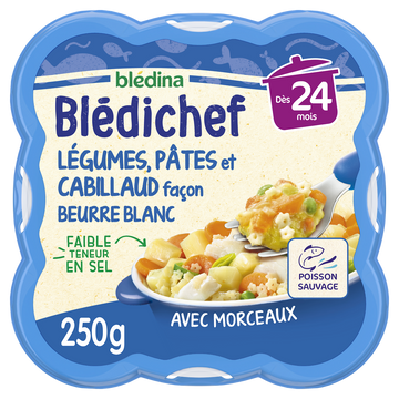 Plat bébé légumes pâtes cabillaud dès 24 mois BLEDICHEF BLEDINA 250g