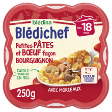 BLEDINA BLEDICHEF - Plat bébé légumes pâtes boeuf bourguignon, dès 18mois - 250g - Repas bébé