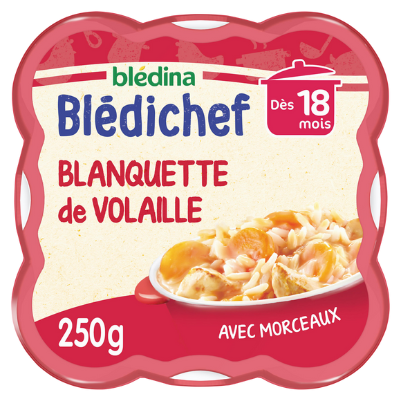 BLEDINA BLEDICHEF - Plat bébé du midi Blanquette de volaille, dès 18 mois - 250g - Repas bébé