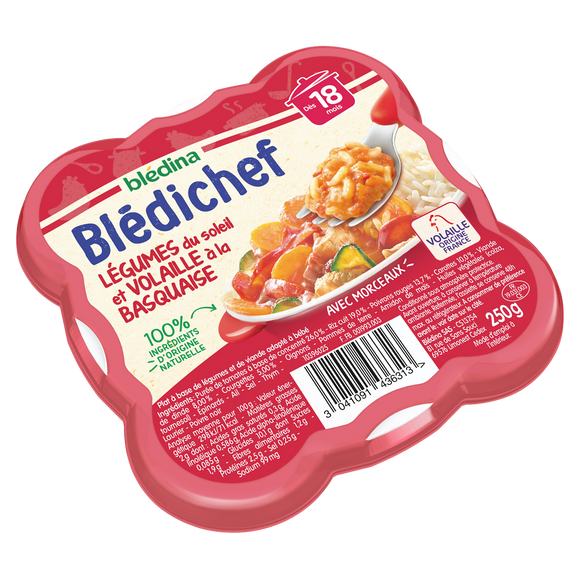 Plat bébé légumes volaille basquaise dès 18 mois BLEDICHEF BLEDINA 250g