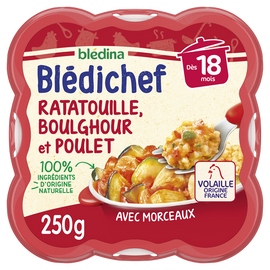 Plat bébé ratatouille boulghour poulet dès 18 mois BLEDICHEF BLEDINA 250g