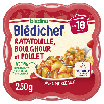 Plat bébé ratatouille boulghour poulet dès 18 mois BLEDICHEF BLEDINA 250g