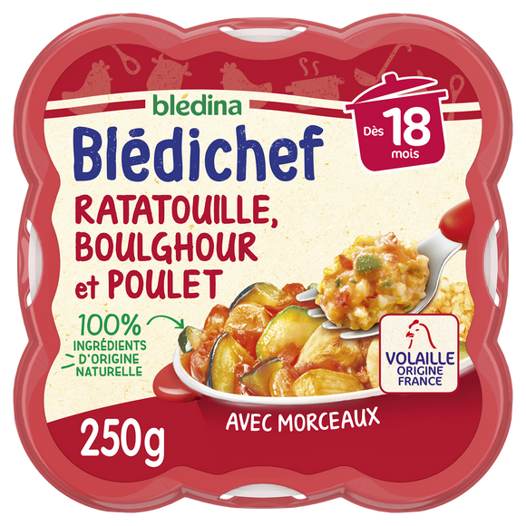 Plat bébé ratatouille boulghour poulet dès 18 mois BLEDICHEF BLEDINA 250g
