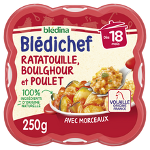 BLEDINA BLEDICHEF - Plat bébé ratatouille boulghour poulet, dès 18 mois - 250g - Repas bébé