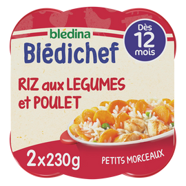 Plats bébé riz aux légumes poulet dès 12 mois BLEDICHEF BLEDINA 2x230g